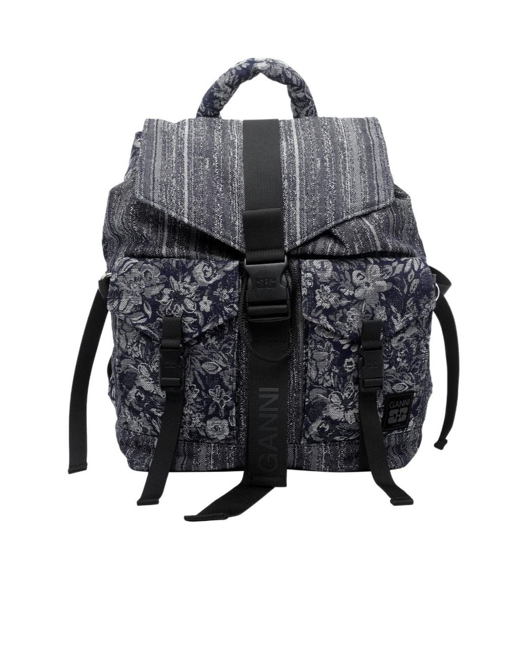 Ganni Black Patterned Backpack