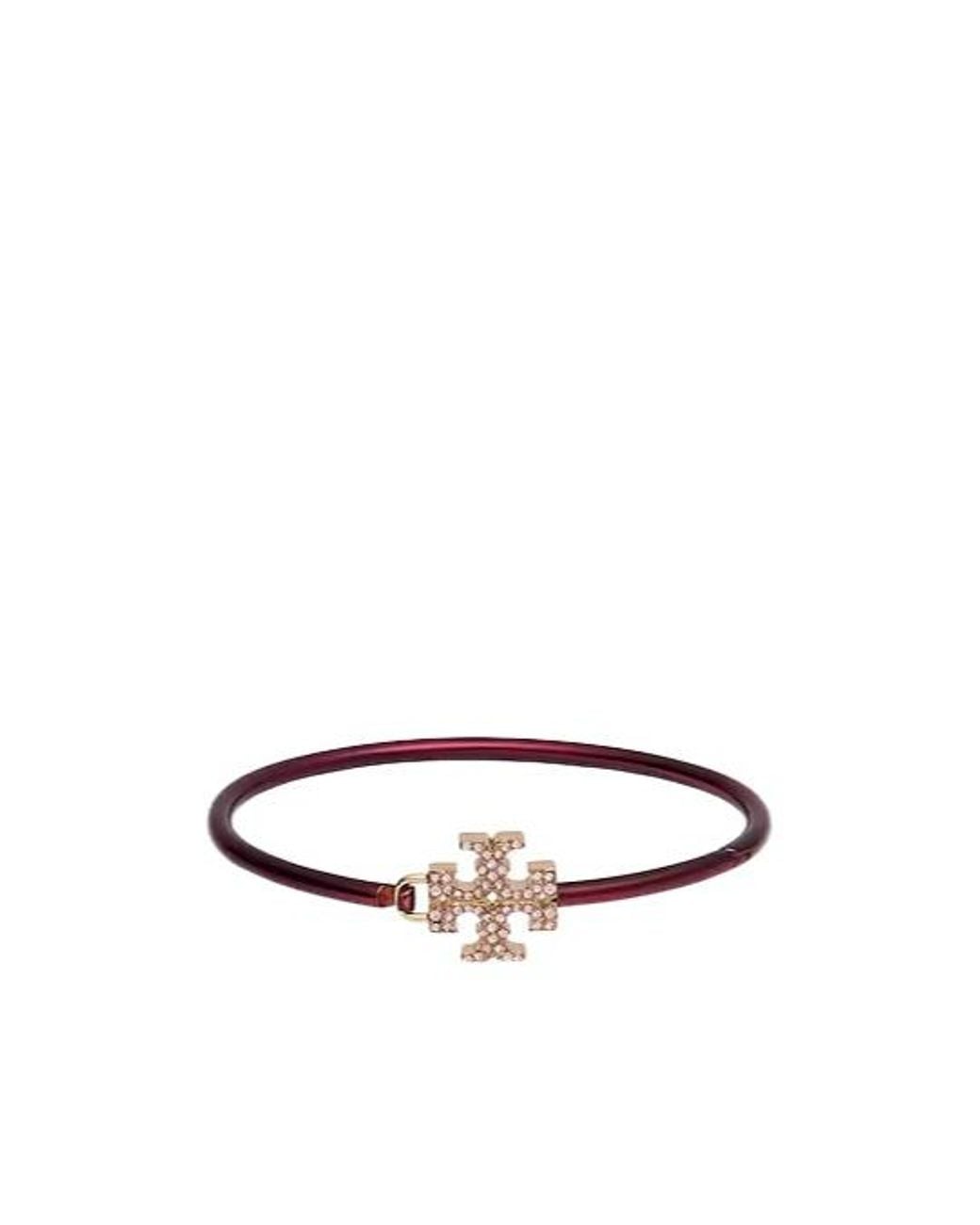 Tory Burch White Metal Crystal Bracelet