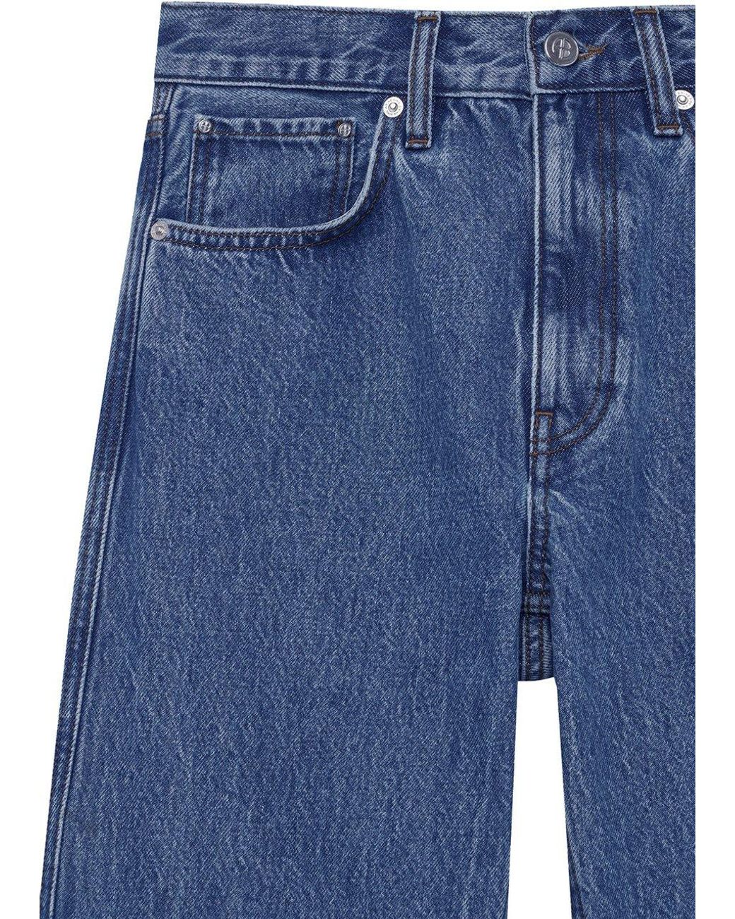 Anine Bing Blue Wyatt Wide-Leg Jeans