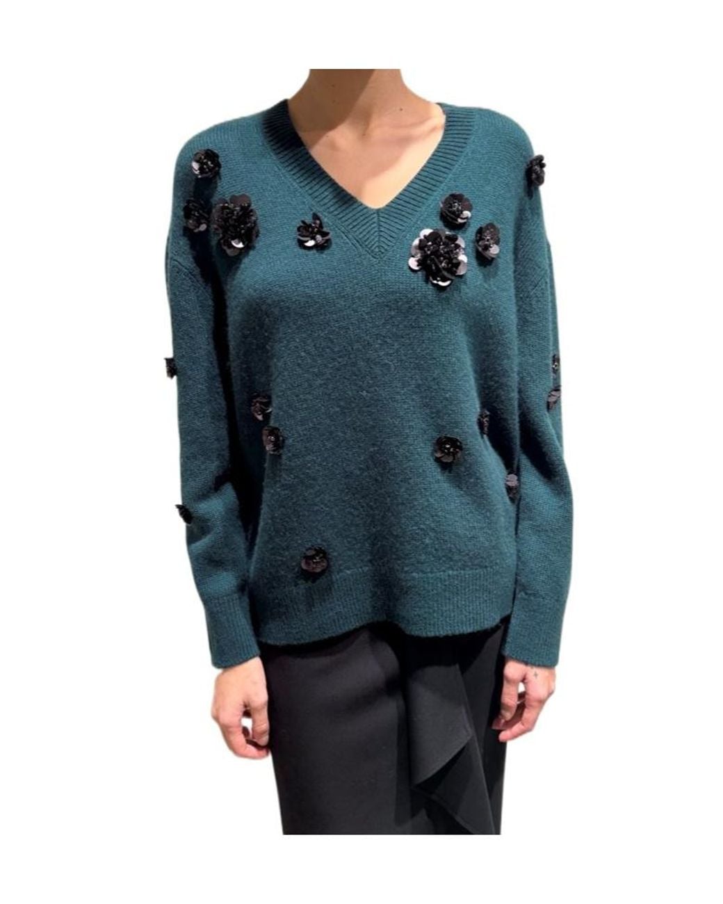 Max Mara Blue Long-Sleeve Knit Top