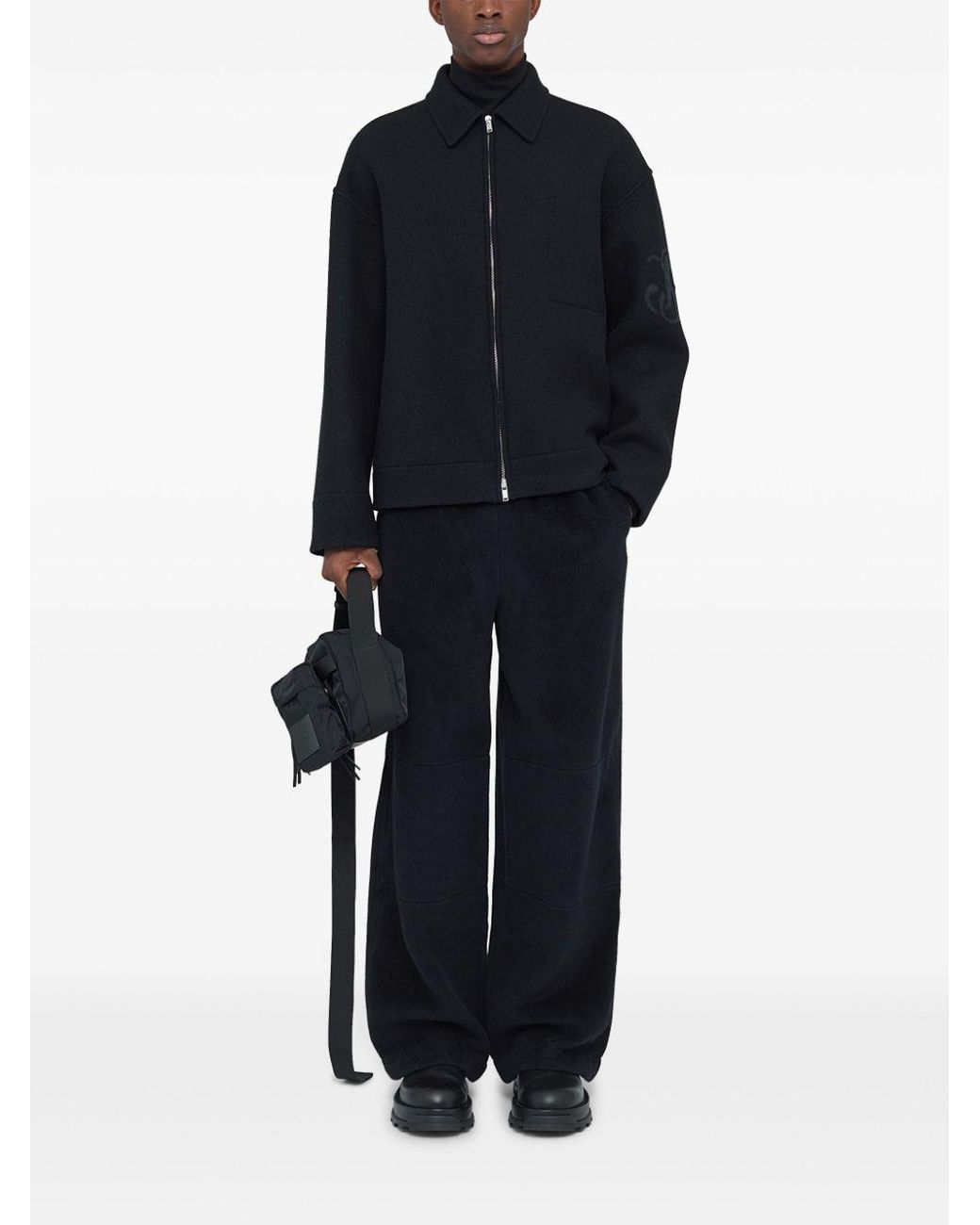 Jil Sander Black Relaxed Fit Zip-Up Jacket for men