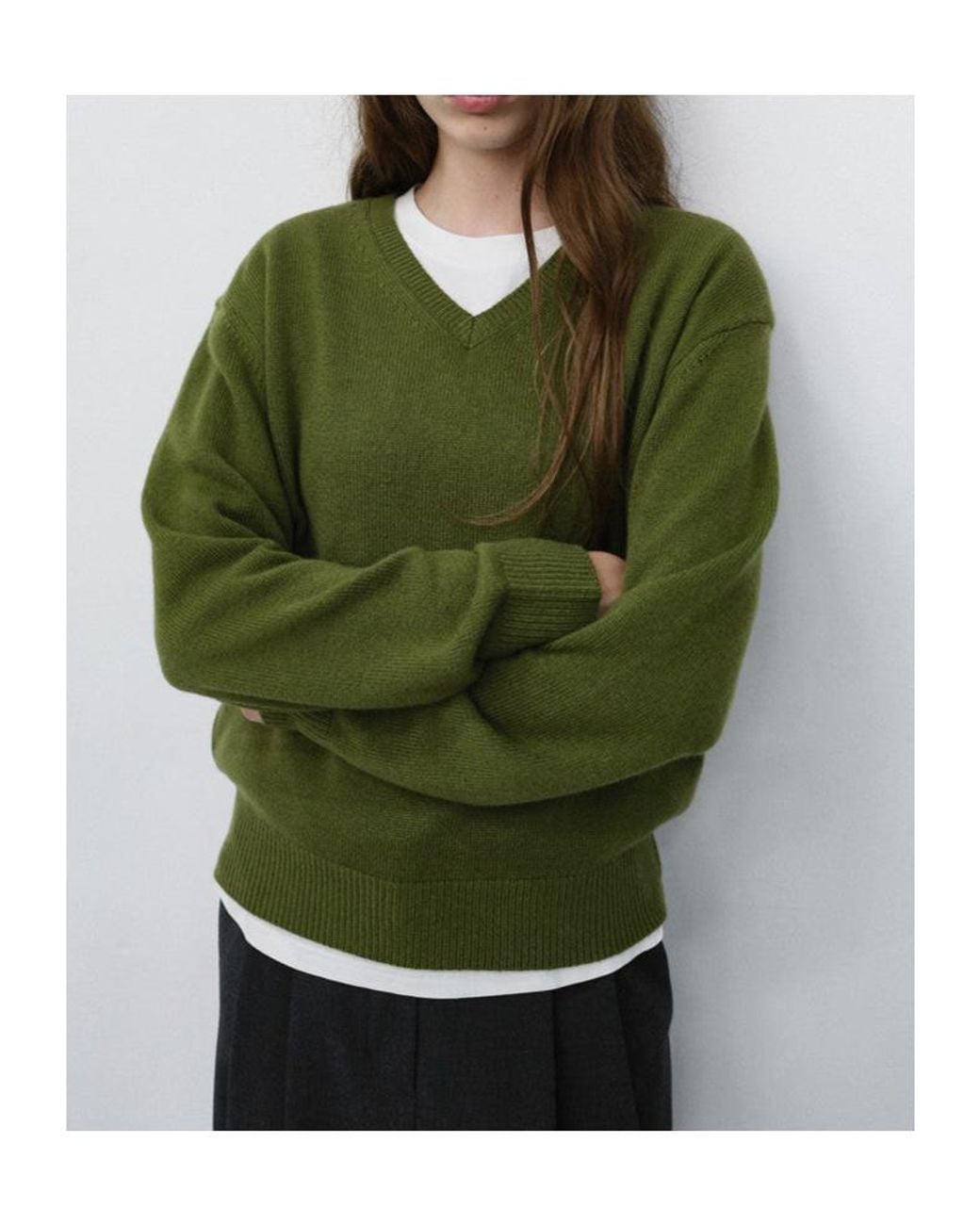 DUNST Green V-Neck Sweater for men