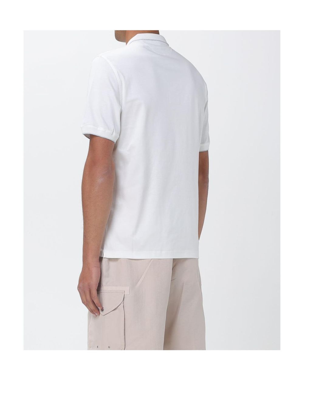 Brunello Cucinelli Blue Embroidered Collar Polo Shirt for men