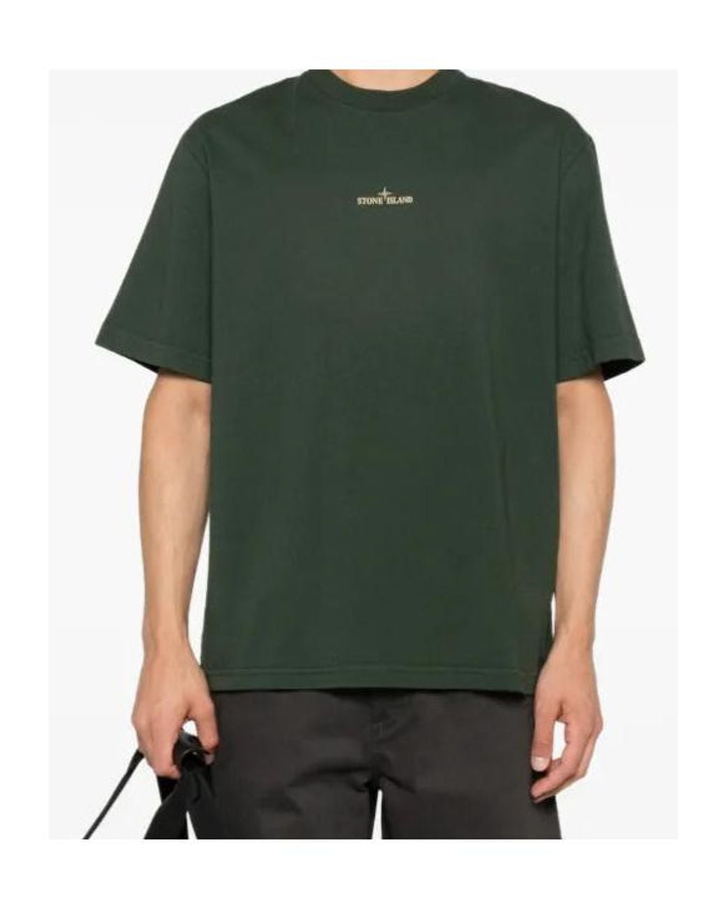 Stone Island Green Logo-Print T-Shirt for men