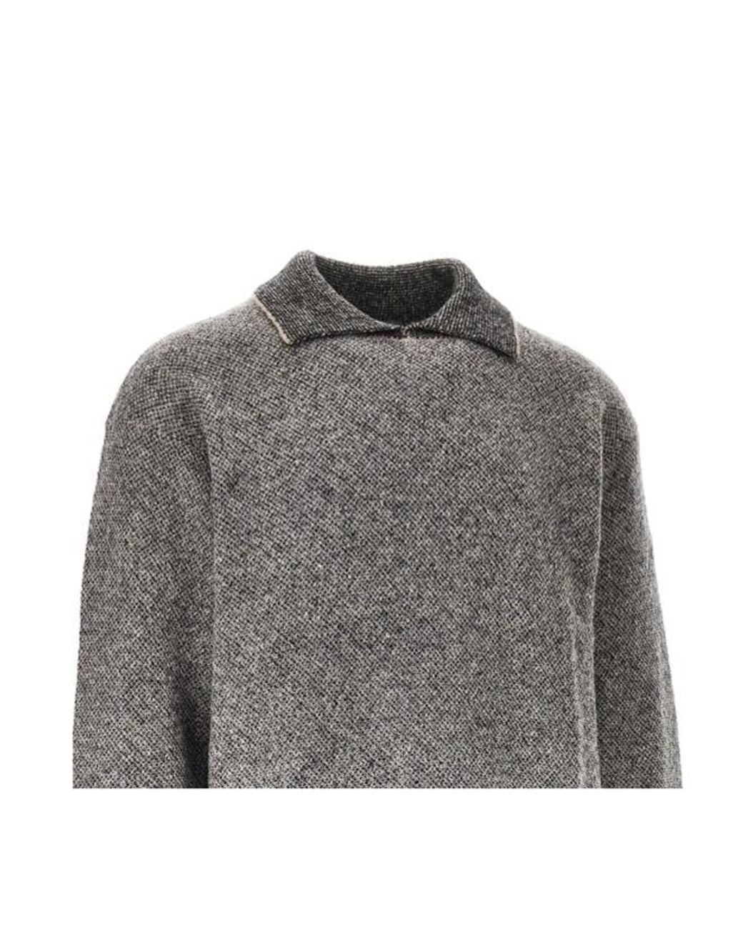 Emporio Armani Gray Jacquard-Knit Piqué Sweater for men