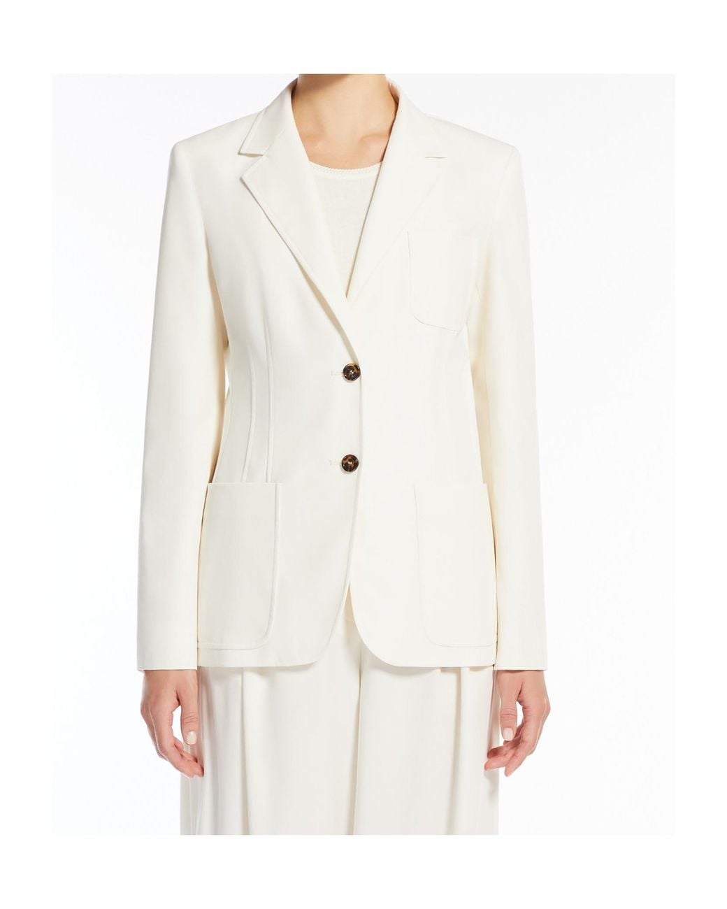 Max Mara White Fitted Cotton Blazer