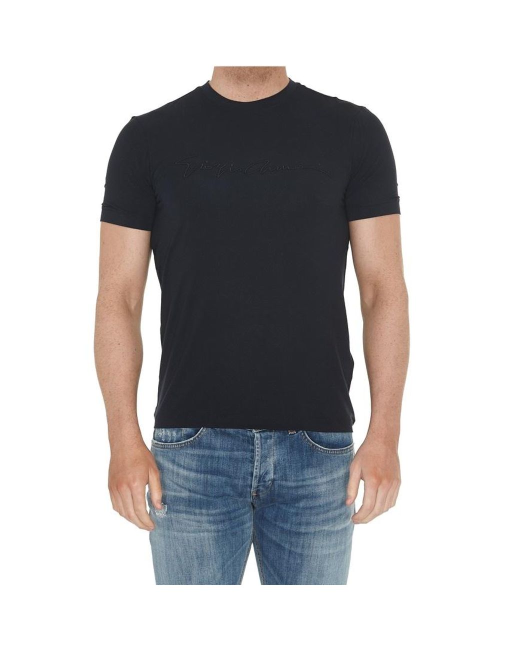 Giorgio Armani Black Logo Detail T-Shirt for men
