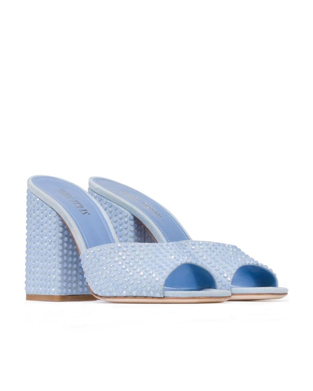Paris Texas Blue Embellished Slip-On Mules