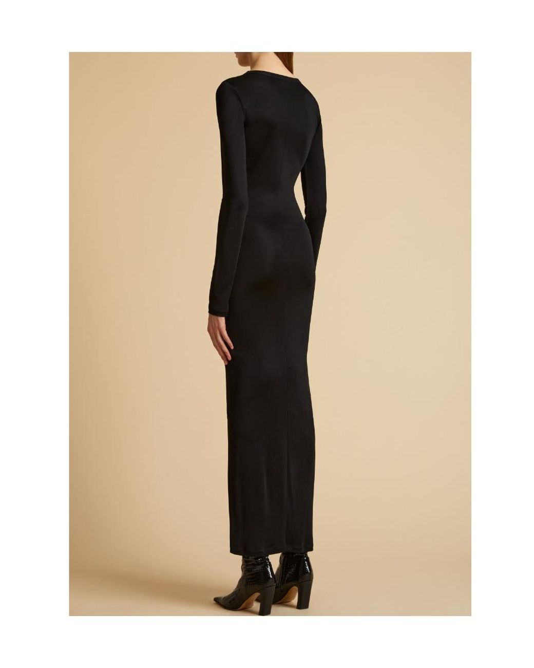 Khaite Black Long-Sleeved Round-Necked Dress