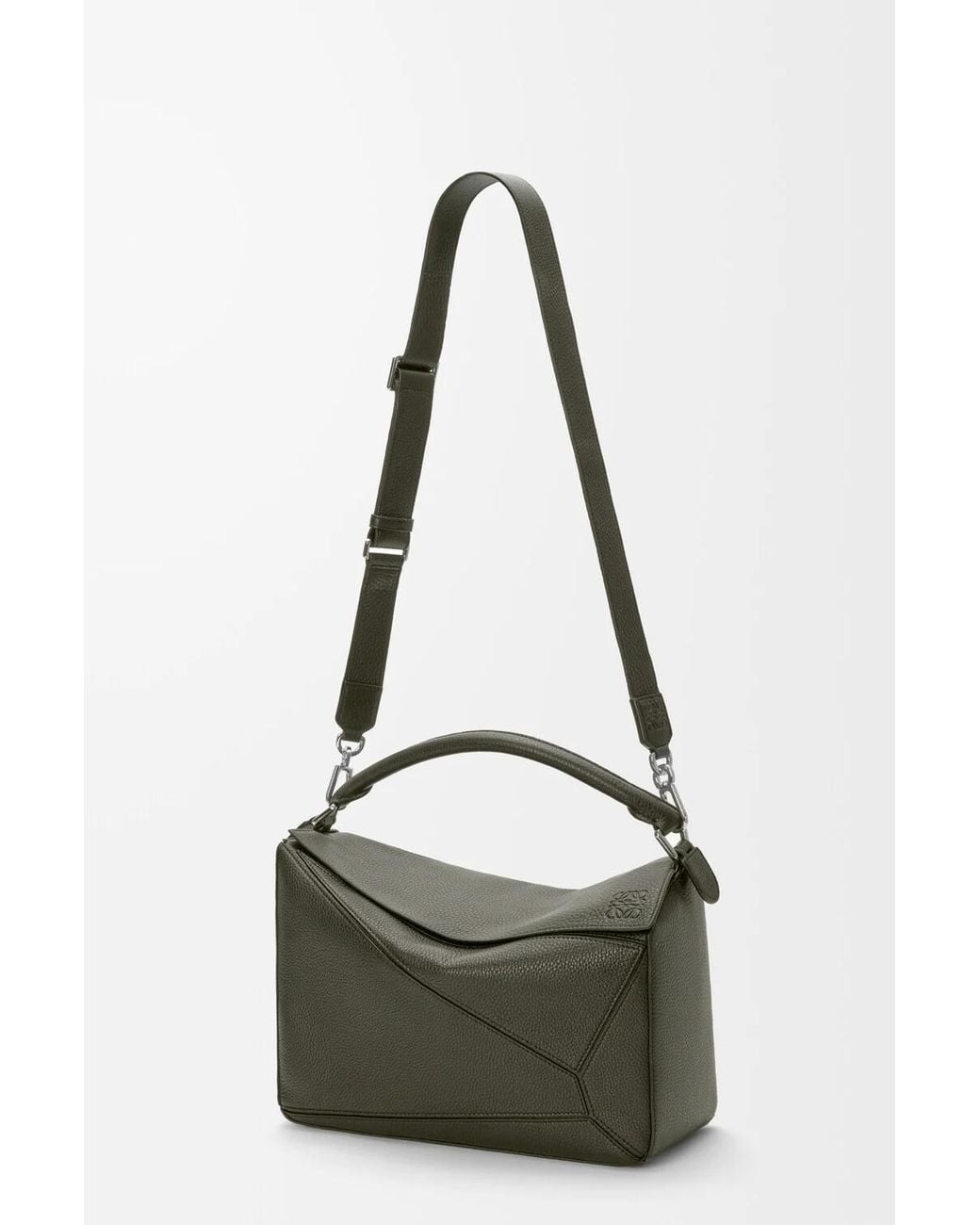 Loewe Green Large Puzzle Leather Shoulder Bag for men