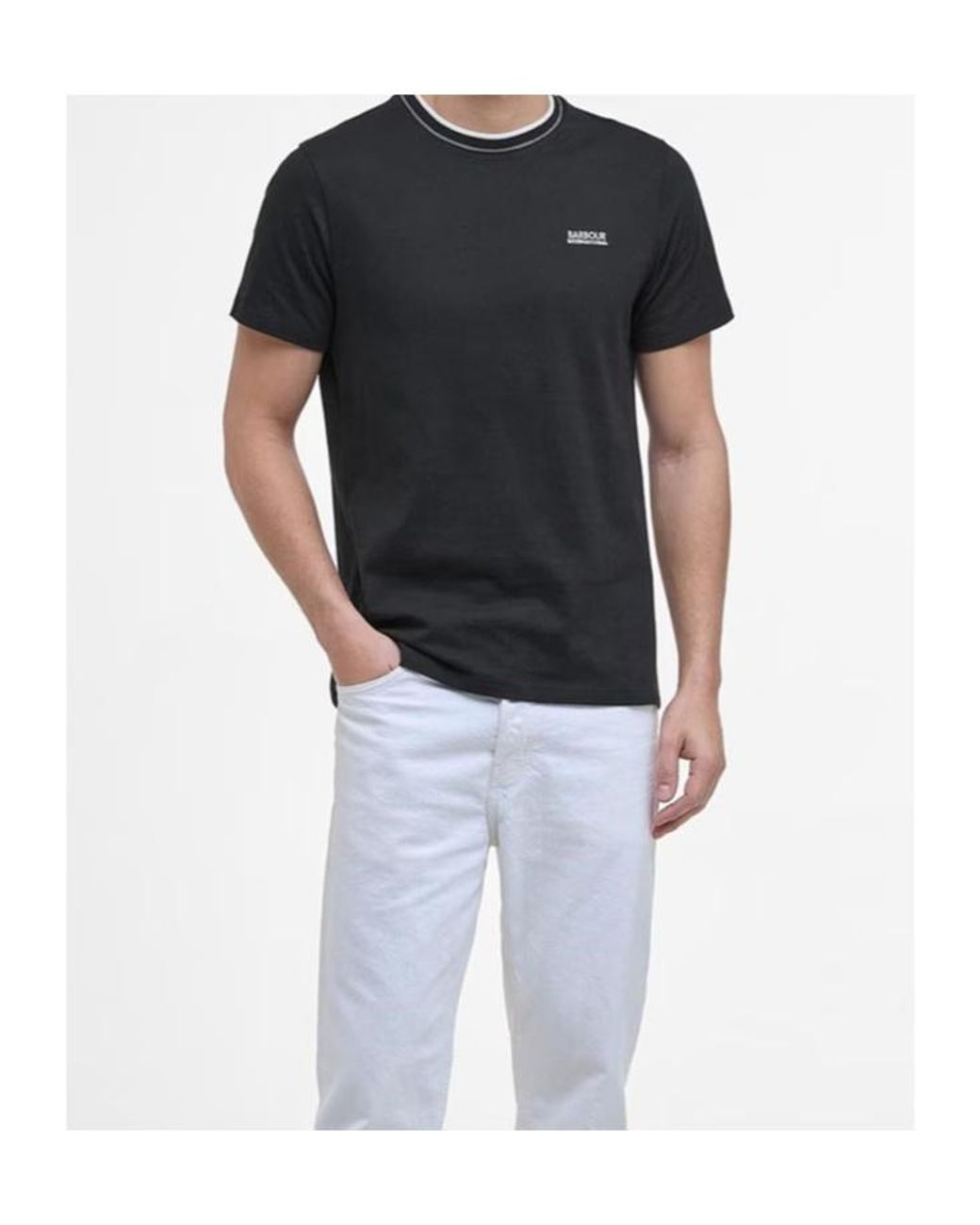Barbour Black Buxton Tipped T-Shirt for men