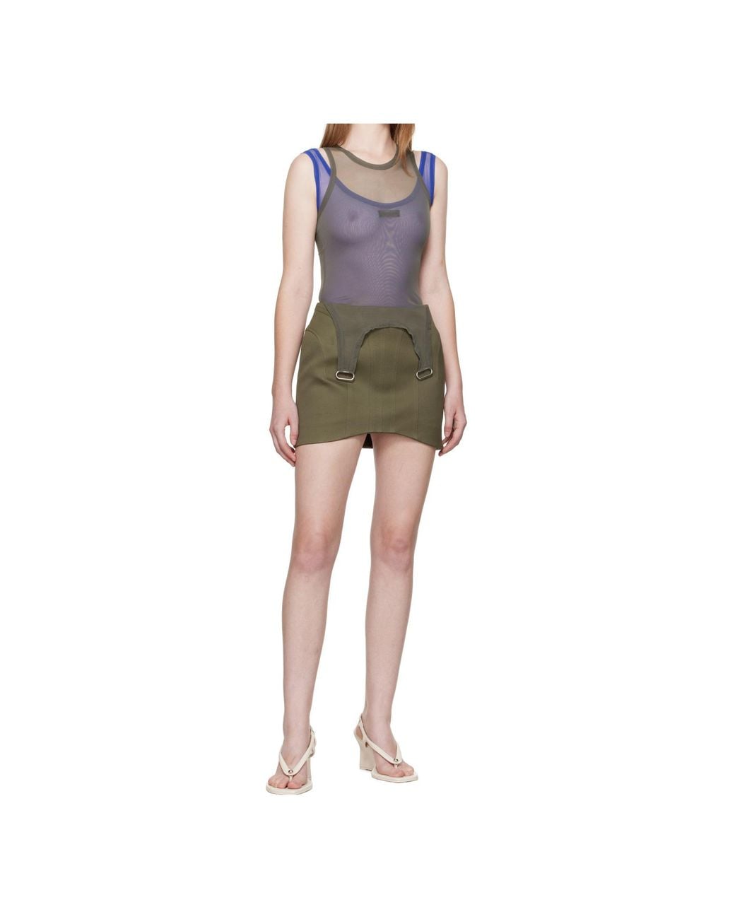 Mugler Green Corset-Detailing Skirt