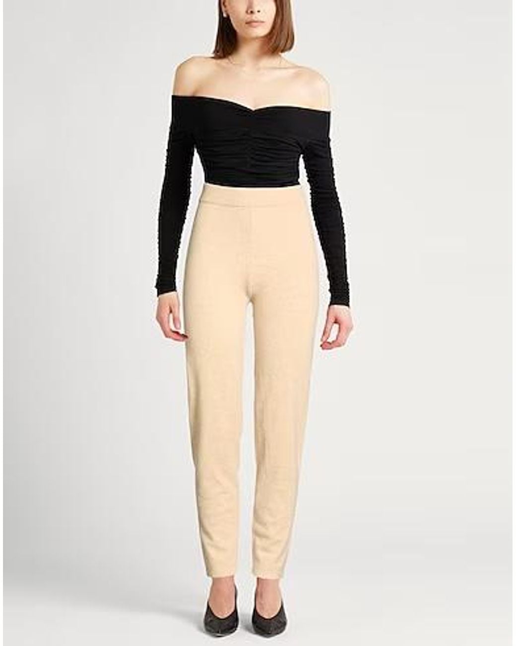 Max Mara Natural High-Waisted Drawstring Knit Pants
