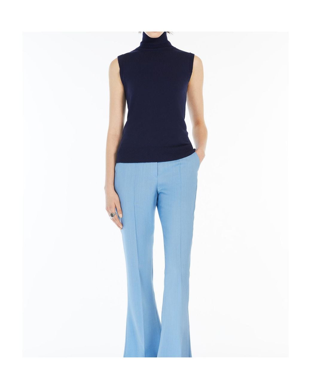 Sportmax Blue Sleeveless Wool Sweater