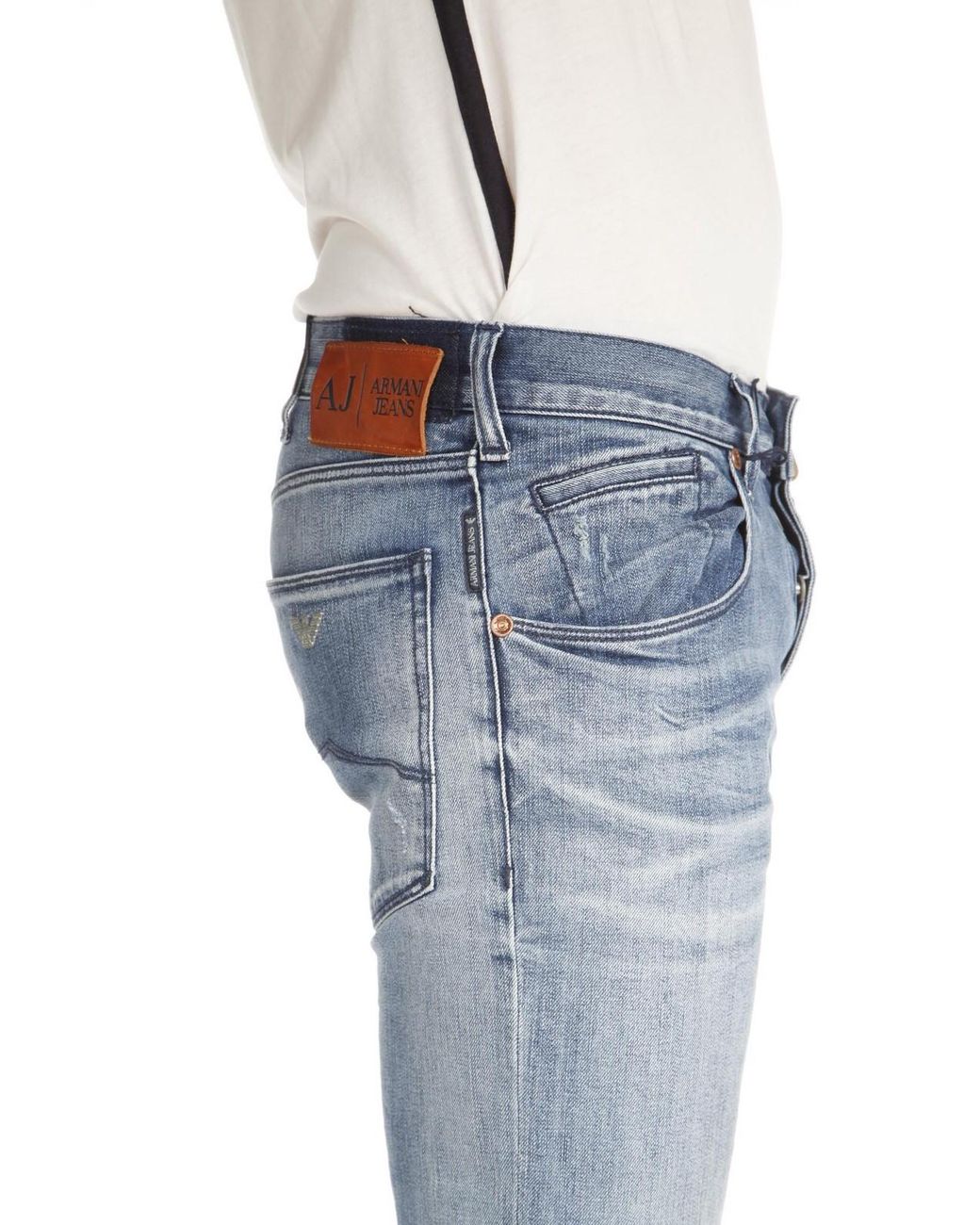 Armani Jeans Blue Logo Logo Denim Trousers for men