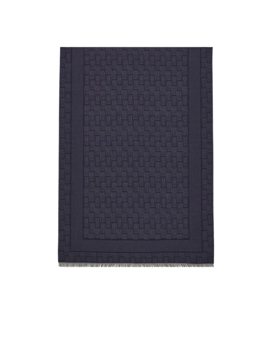 Ferragamo Blue Ferragamo Monogram Jacquard Frayed Scarf for men