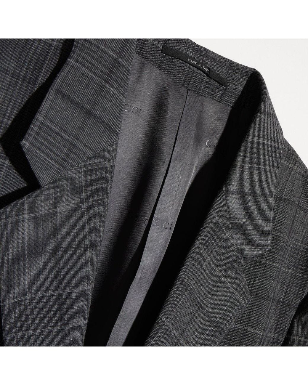 Gucci Gray Checked Fine Wool Jacket