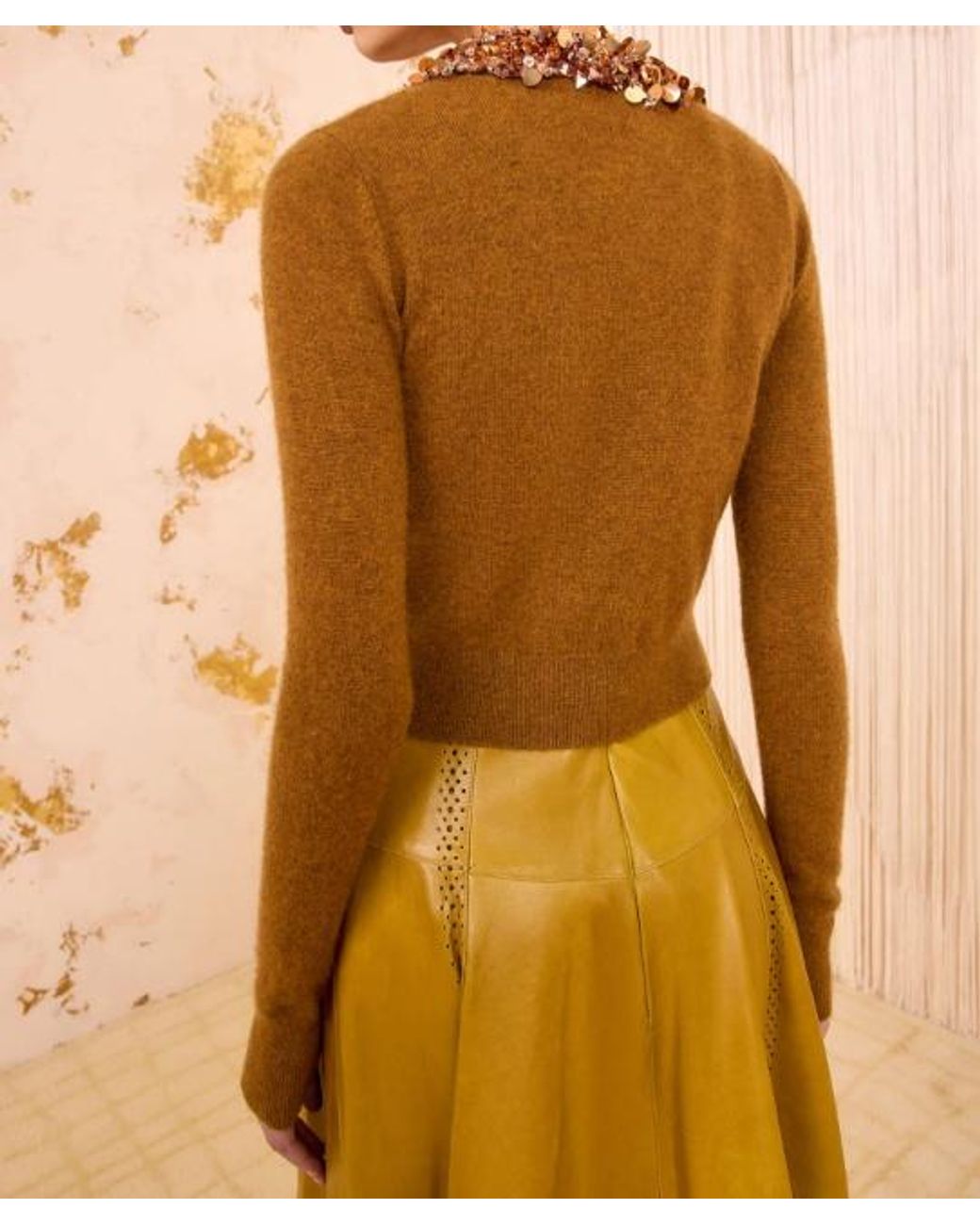 Ulla Johnson Orange Margaux Embroidered Cashmere Cardigan