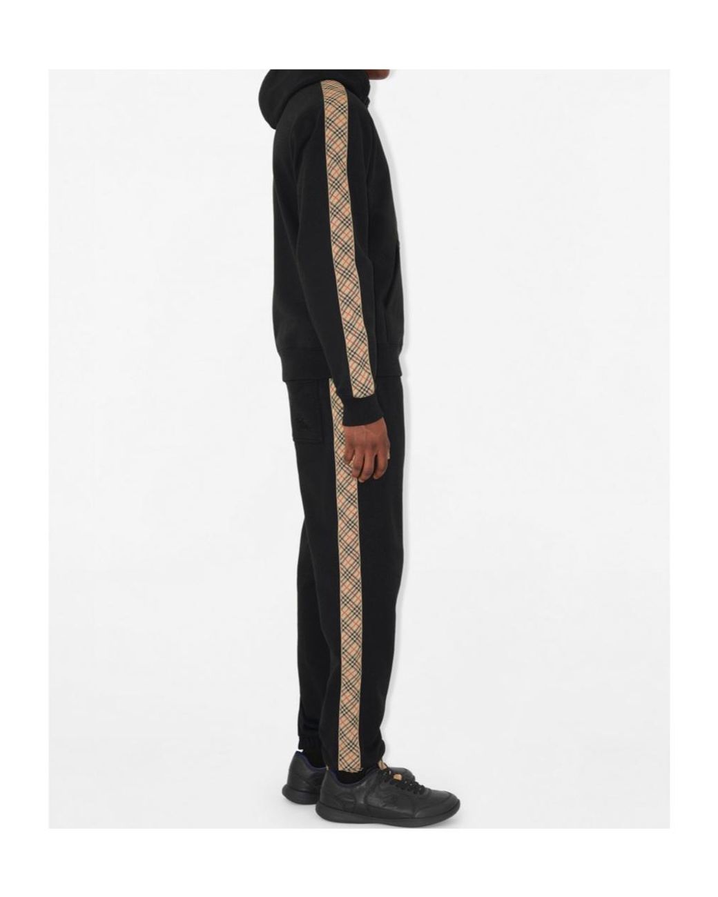 Burberry Black Ekd Embroidered Checked Drawstring Hoodie for men