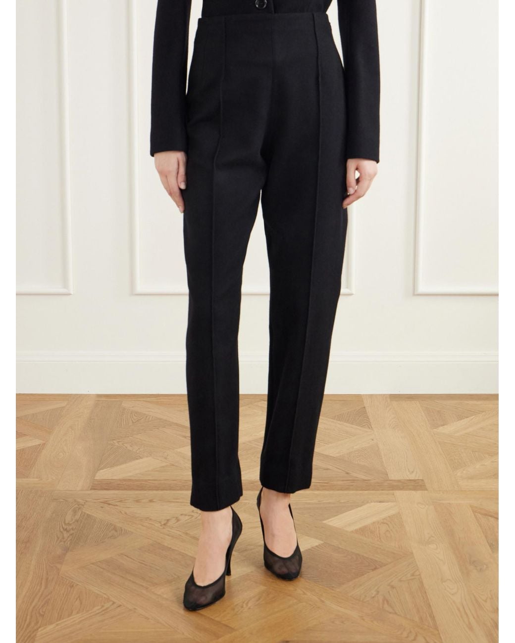 Alaïa Black Wool-Felt Tapered Pants