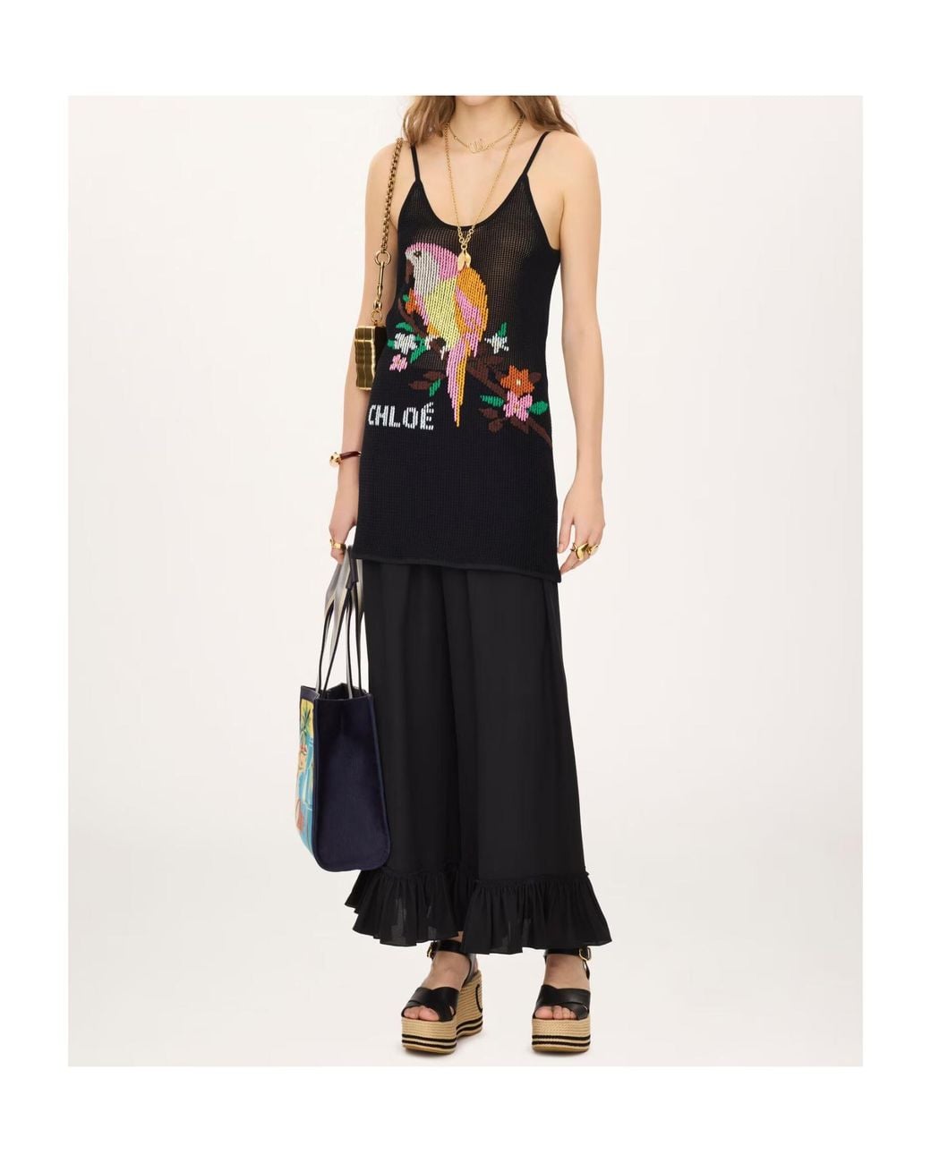 Chloé Black Chloé Parrot Intarsia Knit Dress
