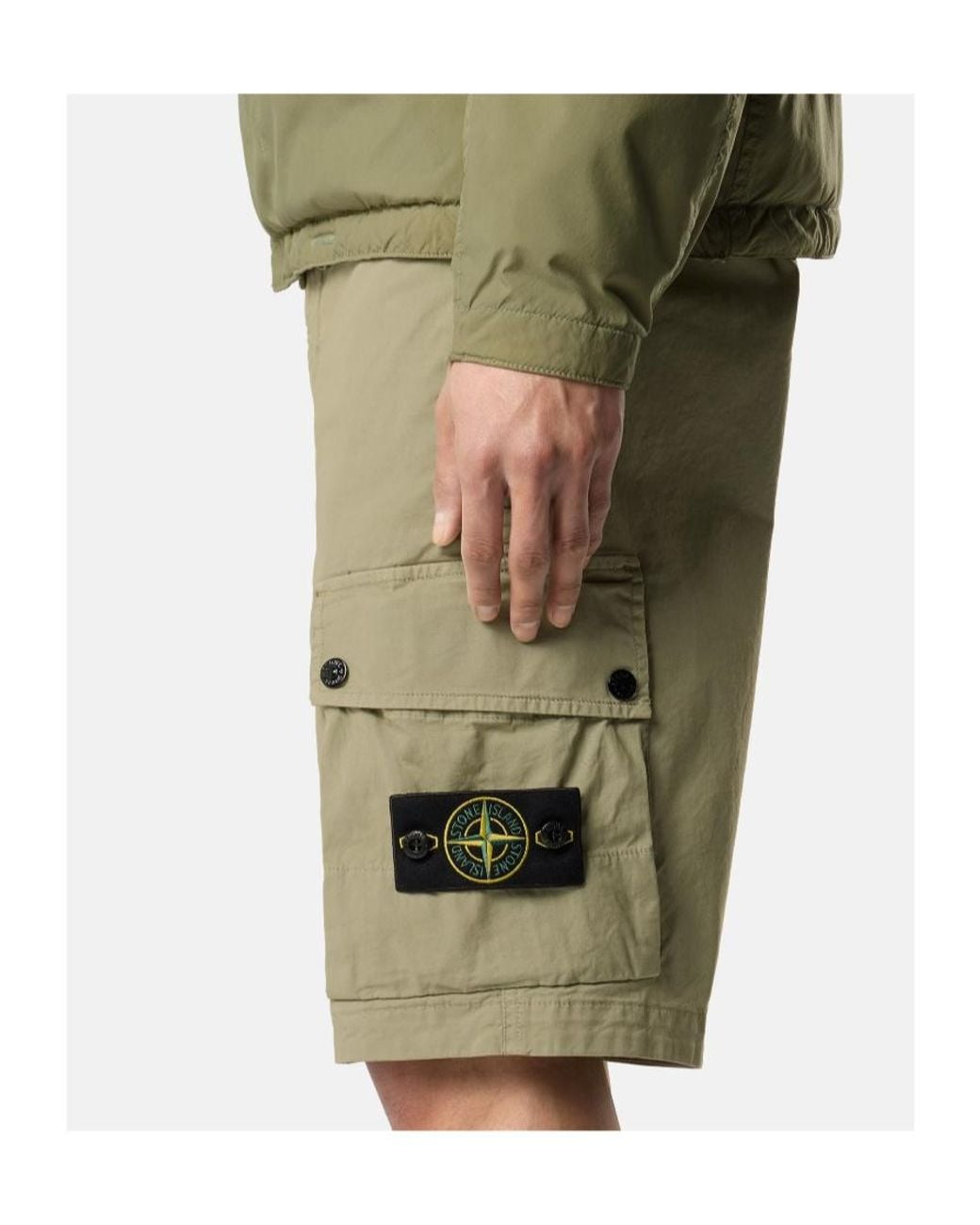 Stone Island Green Slim-Fit Cargo Bermuda Shorts With Zip Pockets for men