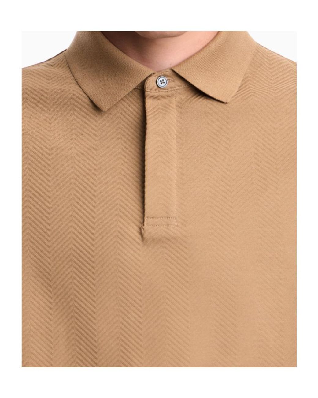 Emporio Armani Natural Chevron-Knit Short-Sleeve Polo Shirt for men