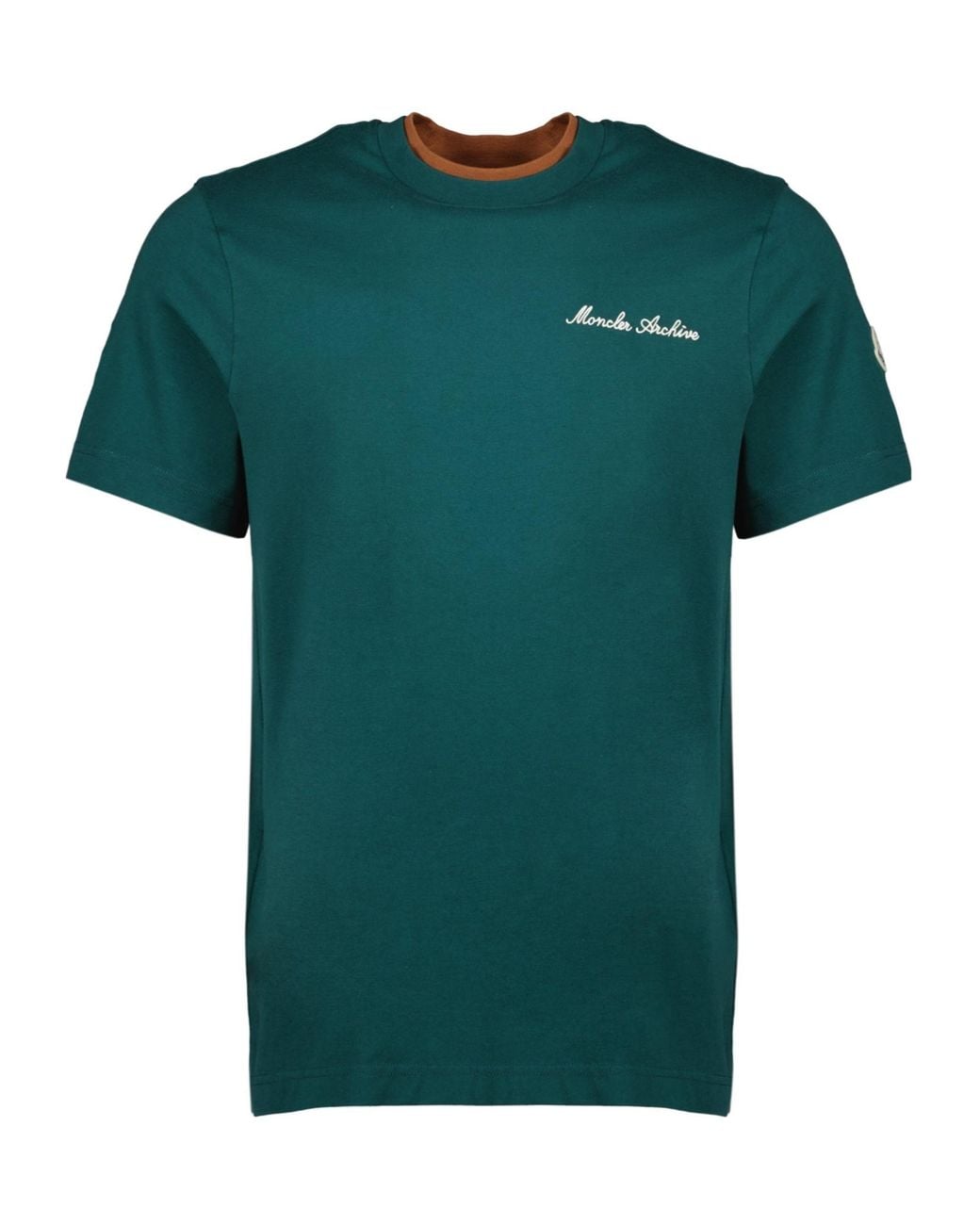 Moncler Green Logo Embroidered Crewneck T-Shirt for men