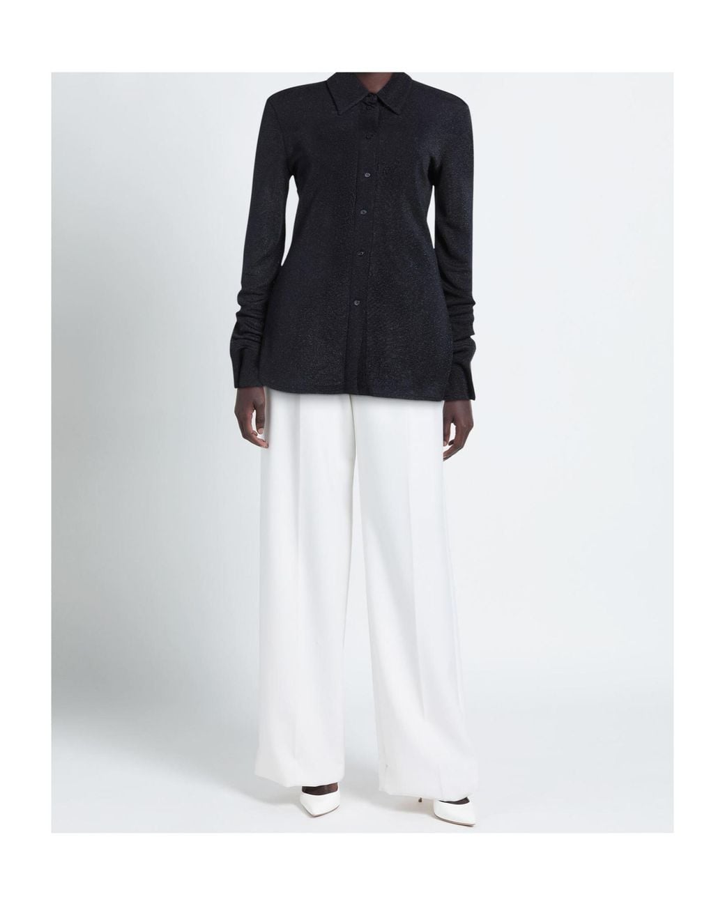 Sportmax Blue Metallic Long-Sleeved Shirt