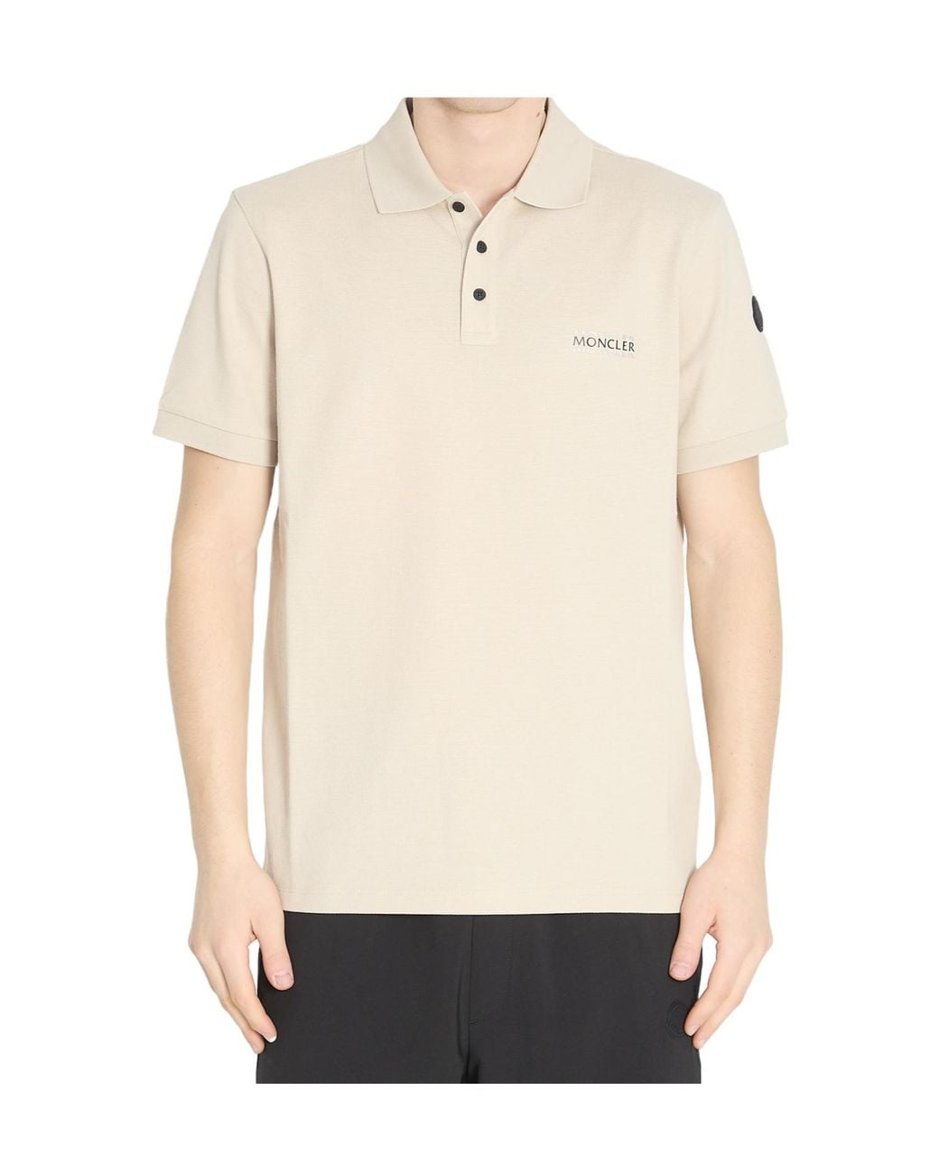 Moncler Natural Logo Patch Short-Sleeve Polo Shirt for men
