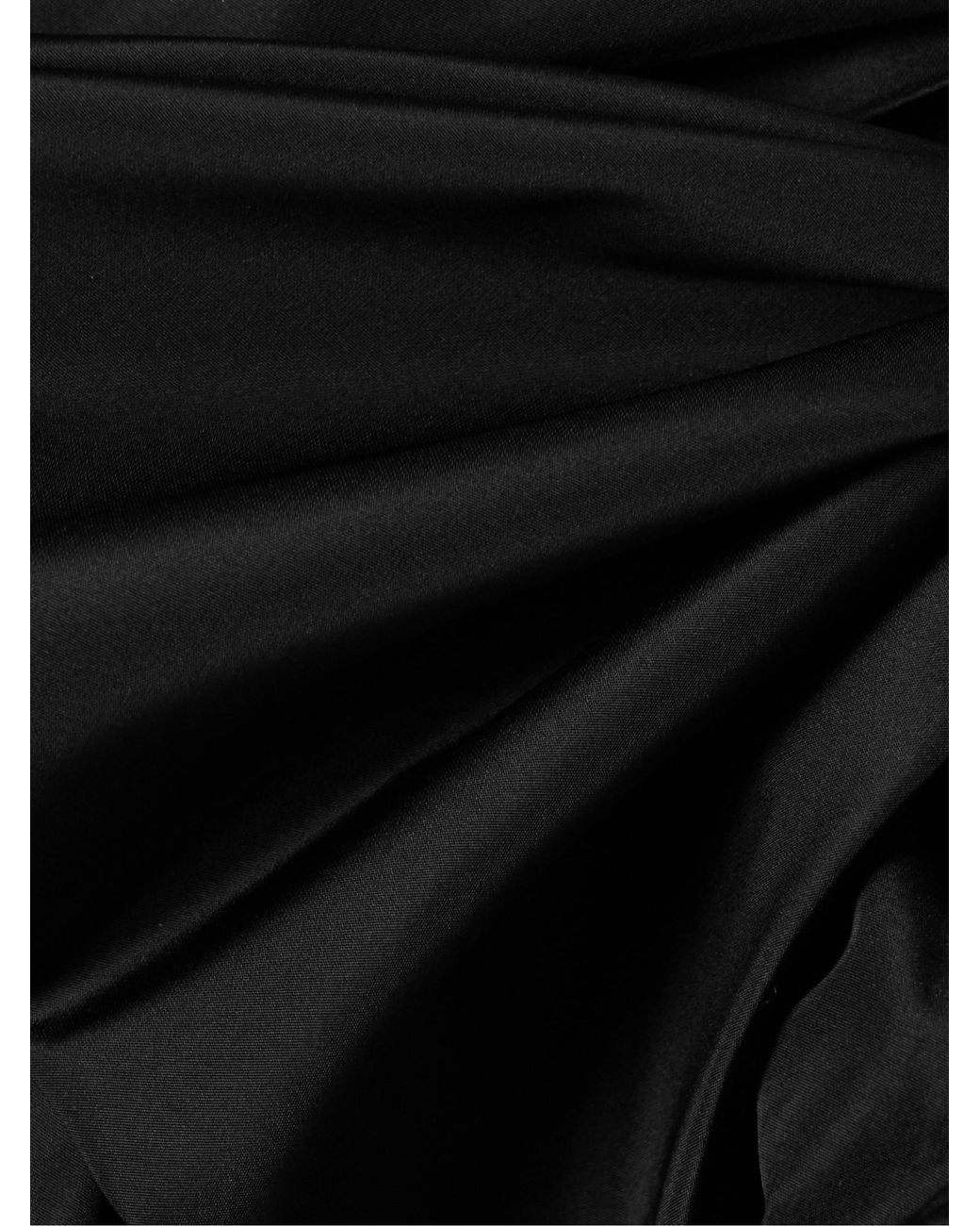Alessandra Rich Black One-Shoulder Bow-Embellished Ruched Taffeta Mini Dress