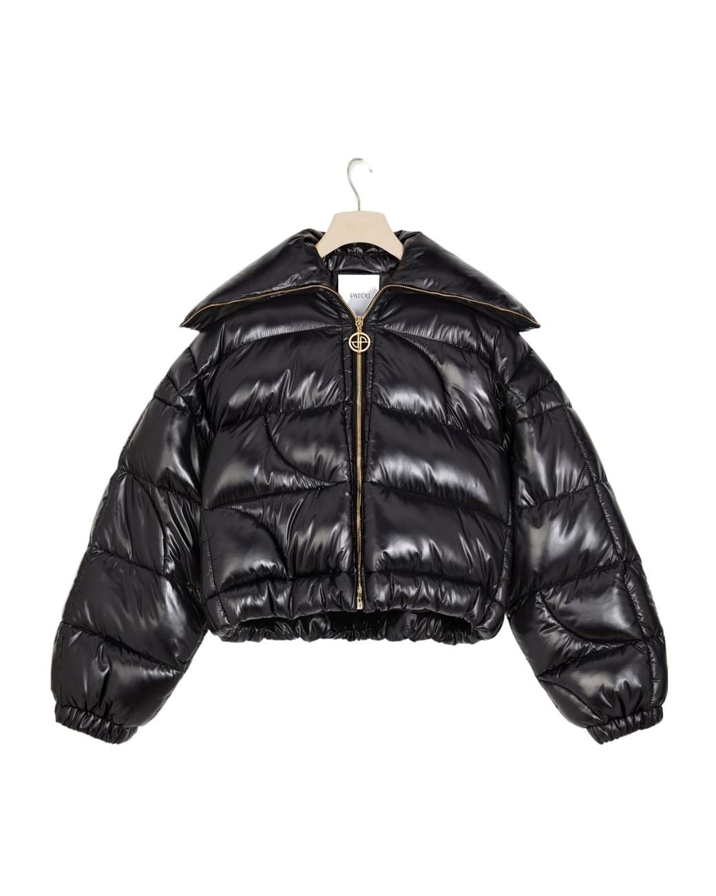 Patou Black Zip-Up Cropped Puffer Jacket