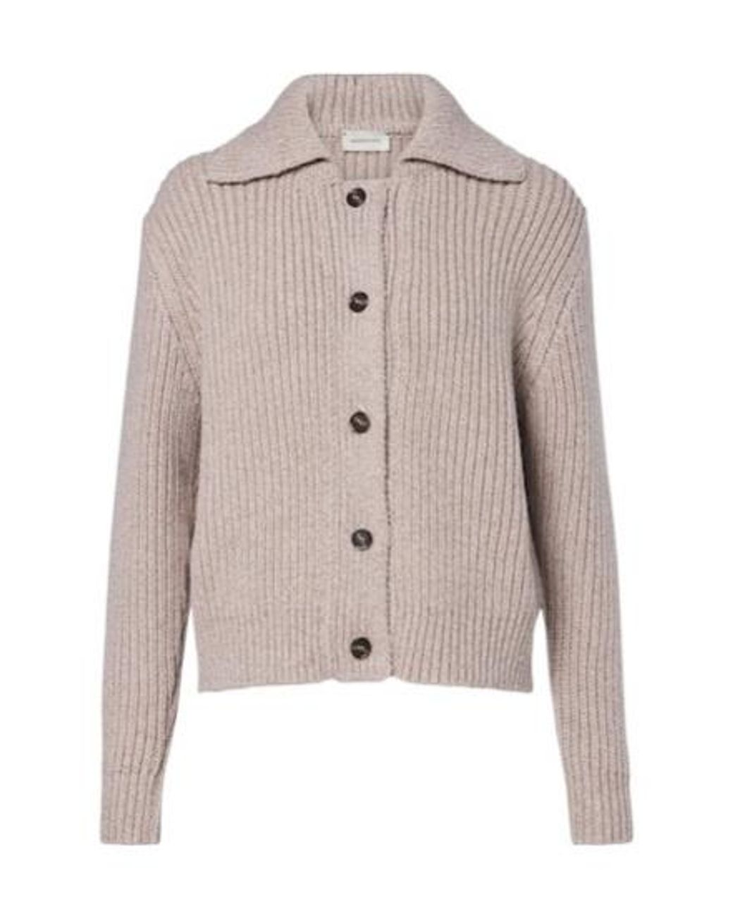 Magda Butrym Natural Ribbed-Knit Wool Cardigan