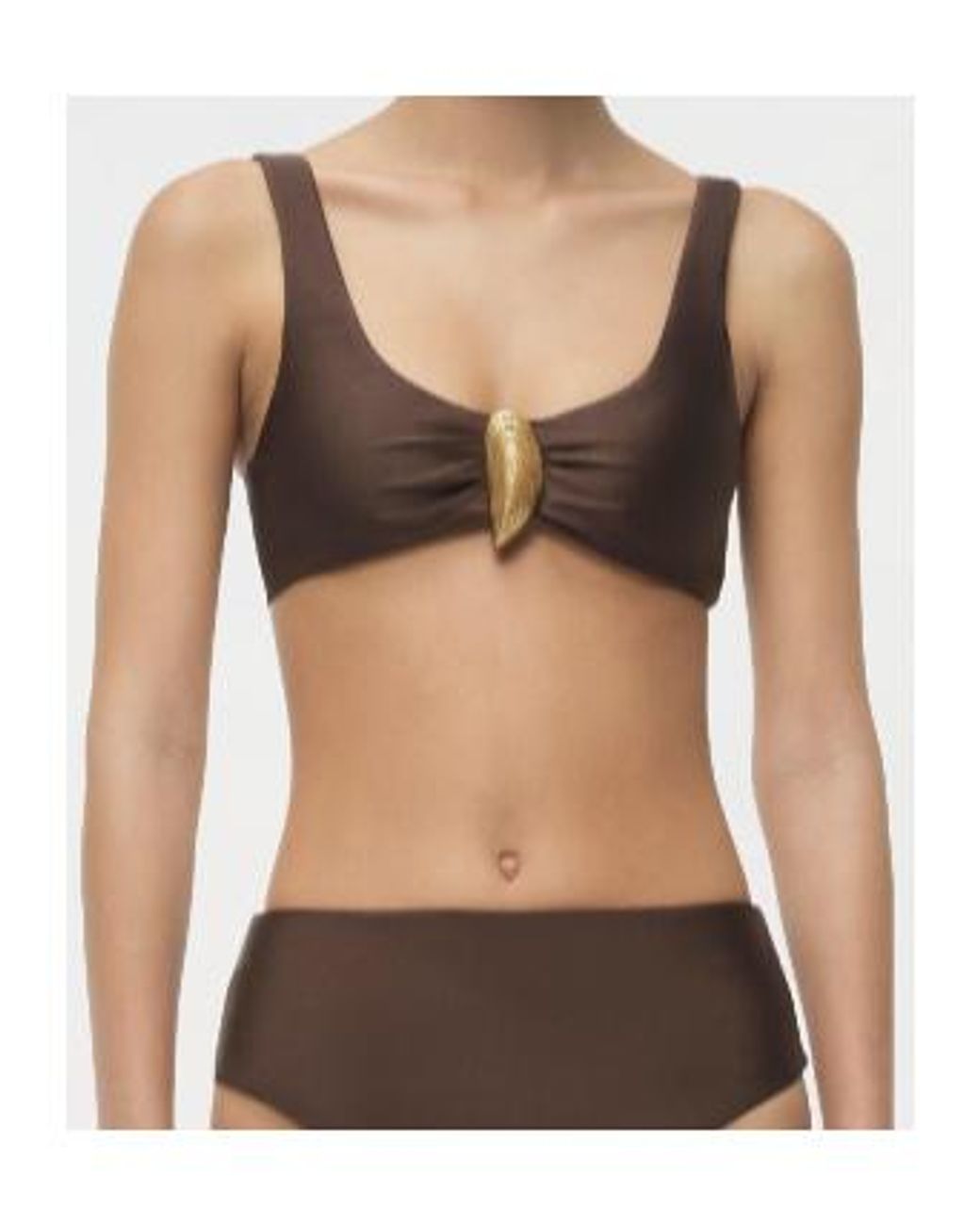 Jonathan Simkhai Brown Veyra Shell Bikini Top