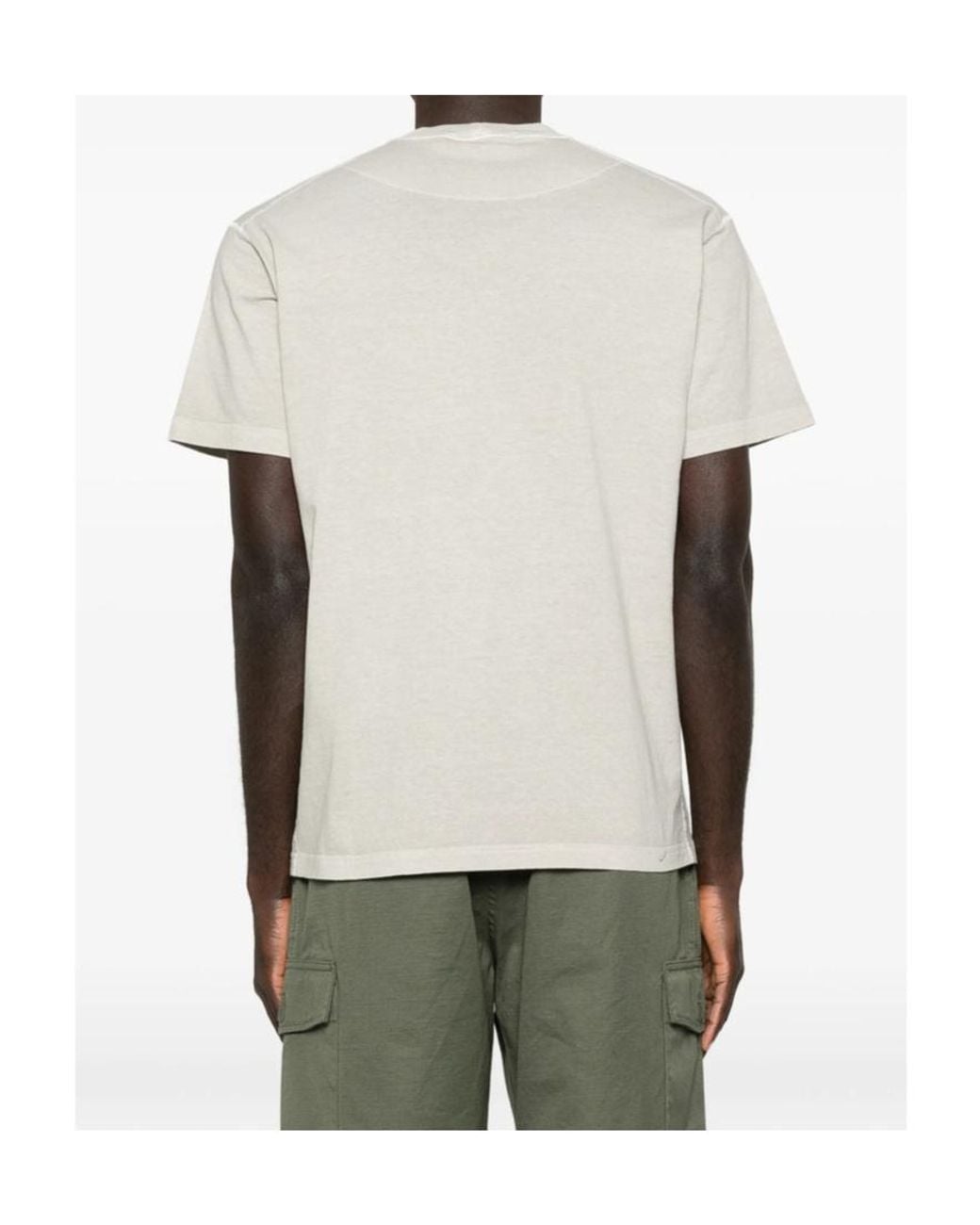 Stone Island White Fissato Effect Crewneck T-Shirt for men