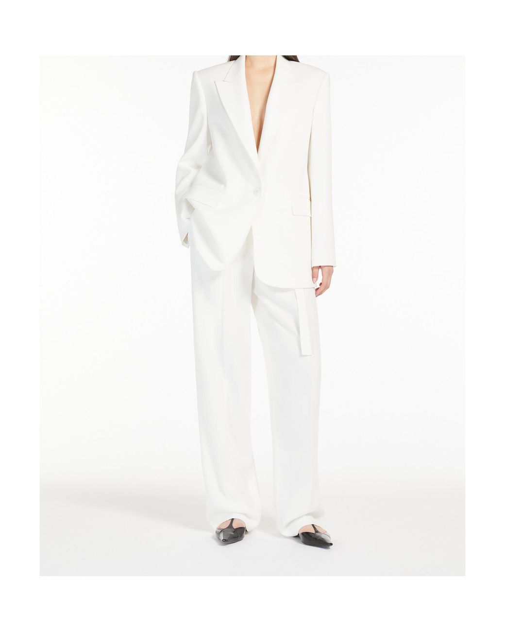 Max Mara White Studio Neottia Belted Wide Leg Trousers