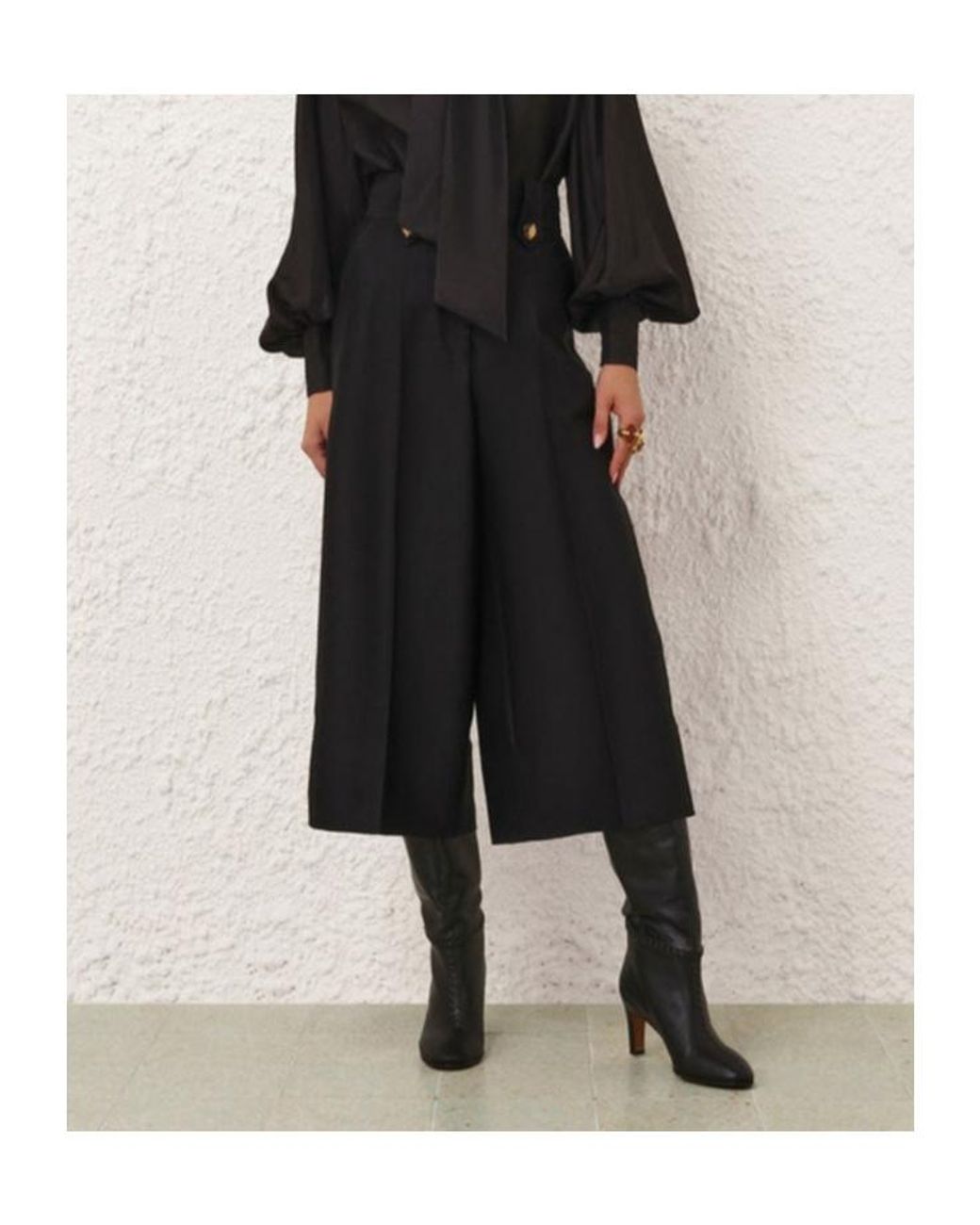 Zimmermann Black Valiant High-Waist Culotte Pants