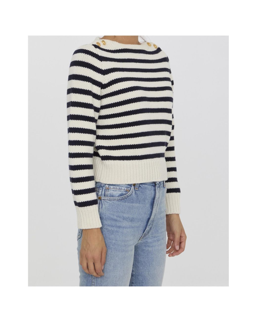 Céline Blue Boat Neck Marinière Sweater