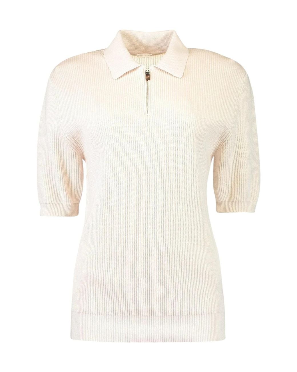 Eleventy White Zipper Short-Sleeved Knit Sweater for men