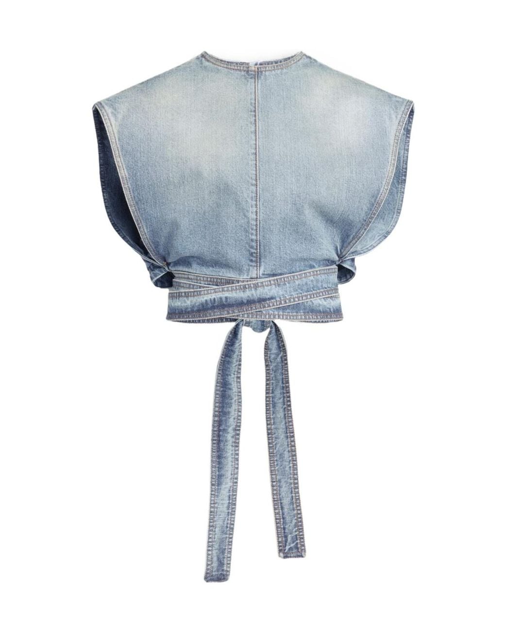Alaïa Blue Denim Top With Belt