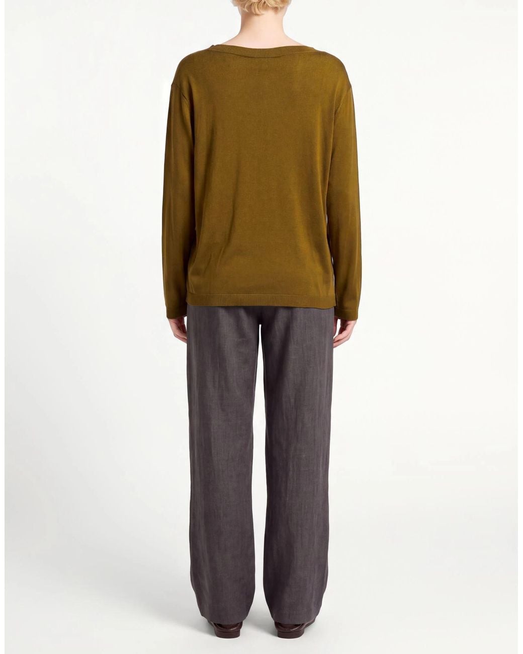 Max Mara Green Minimalist Solid Knit Sweater