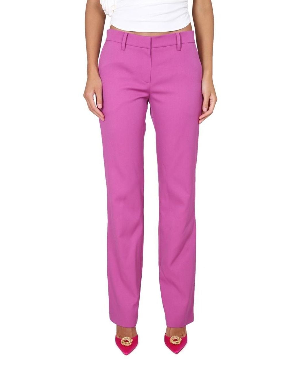 Magda Butrym Pink Mid-Rise Straight-Leg Trousers