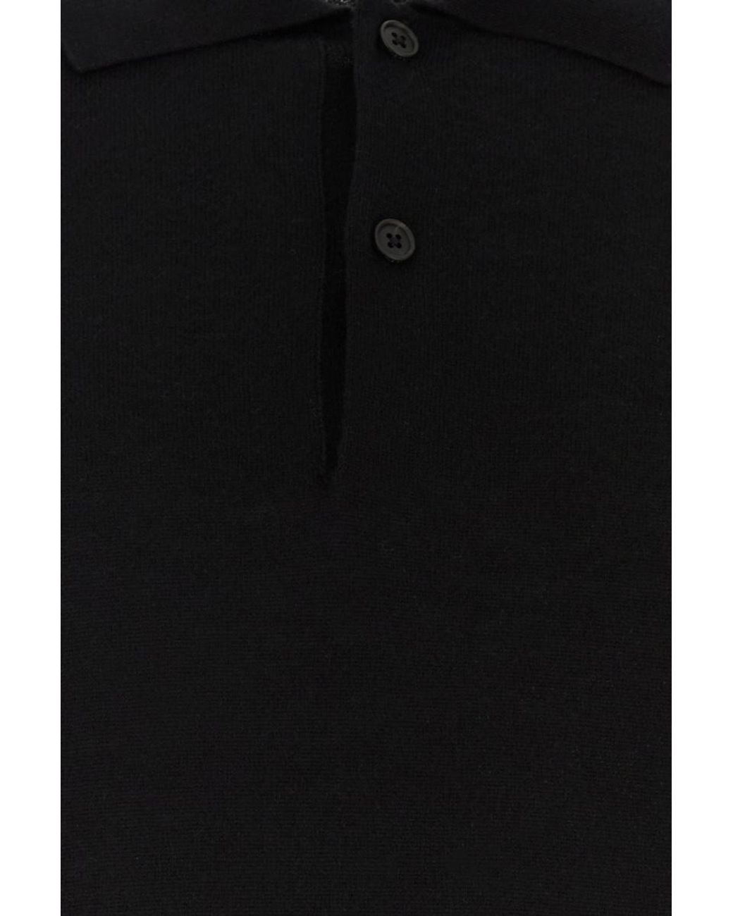 The Row Black Long-Sleeved Knitted Polo Shirt for men
