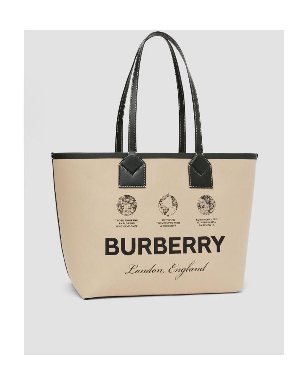 Burberry Natural Logo Printed Top Handle Bag