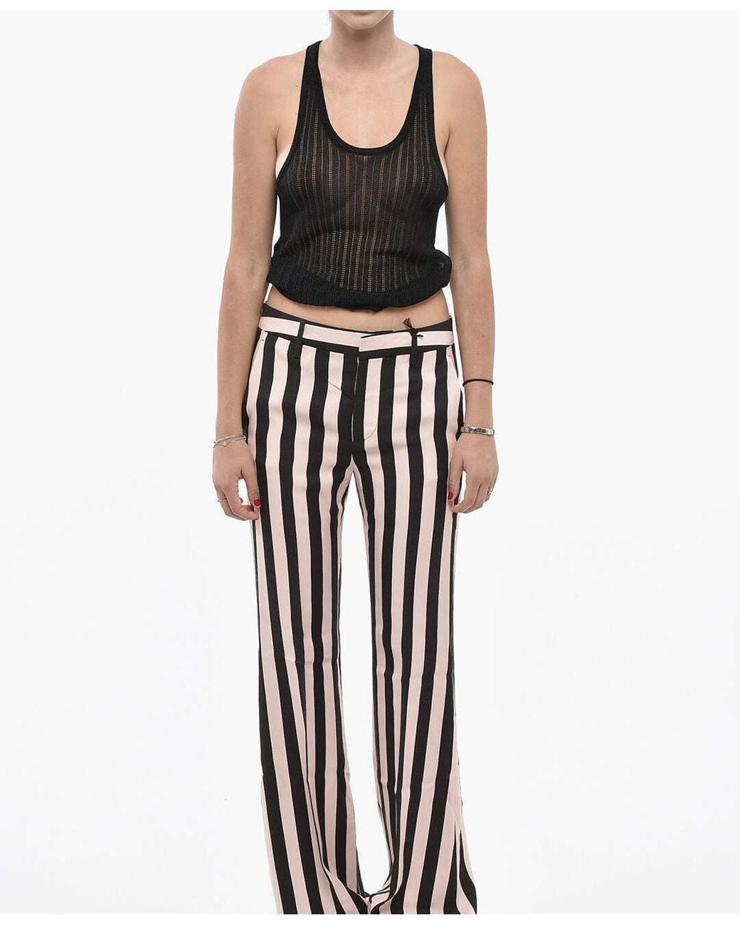 DSquared² White Striped Flared Trousers