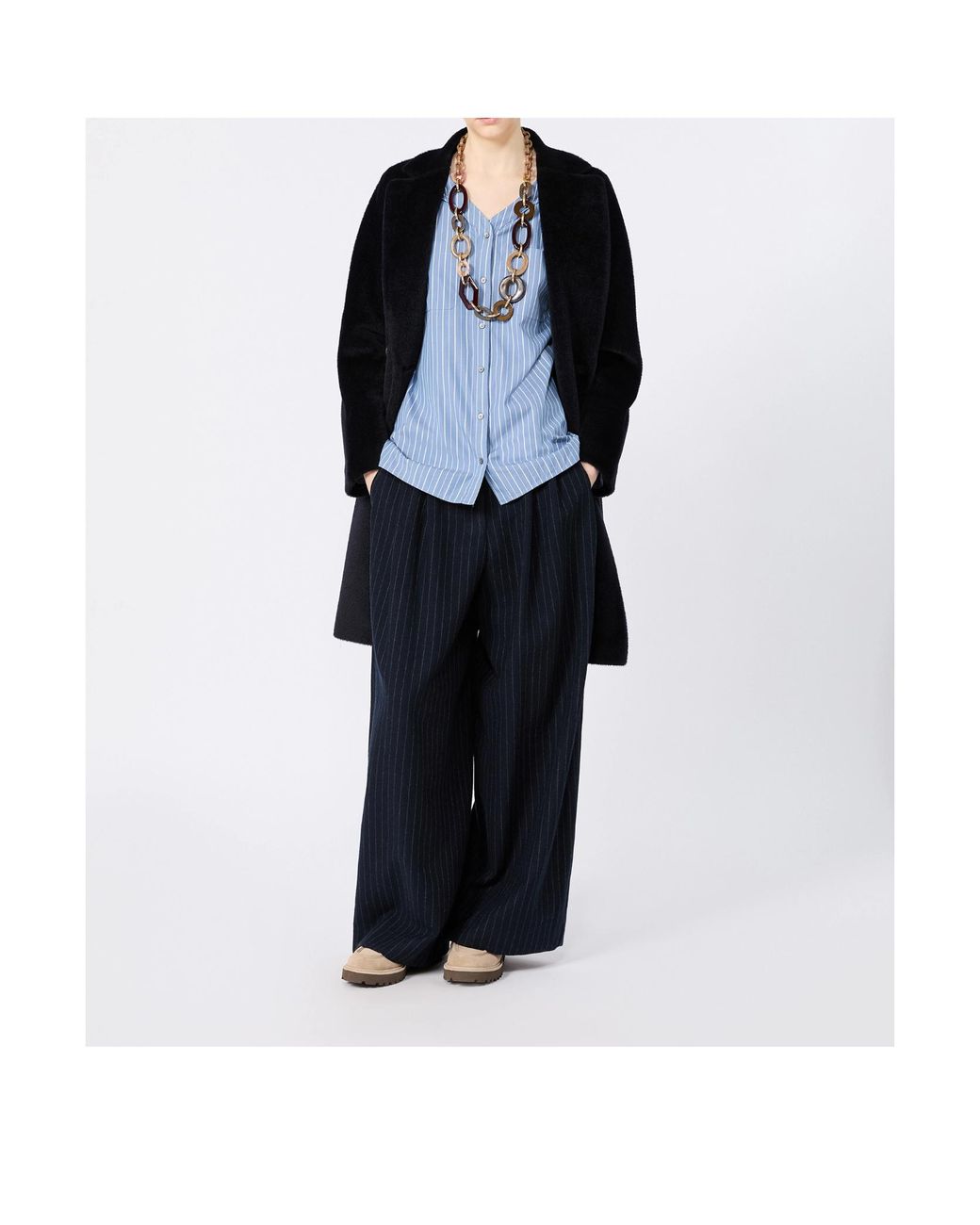 Max Mara Black 'S Roseto Double-Breasted Straight Hem Coat