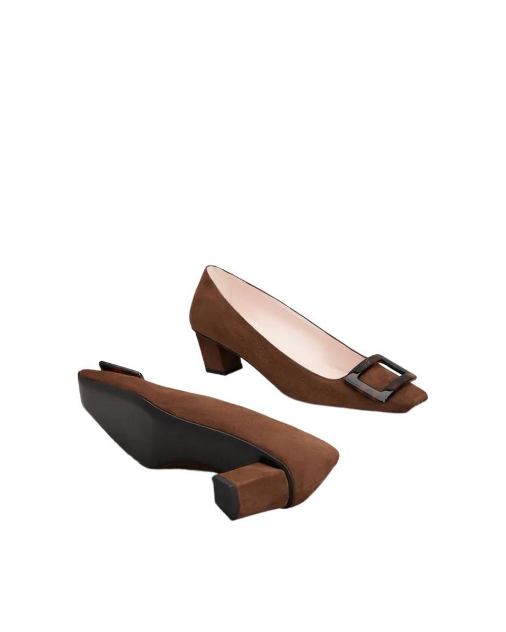 Roger Vivier Brown Square-Toe Slip-On Pumps