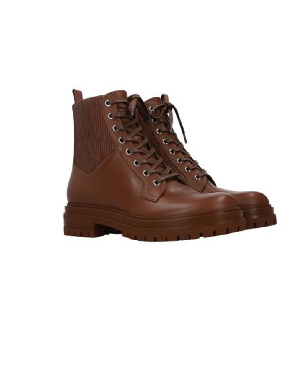 Gianvito Rossi Brown Round-Toe Lace-Up Boots