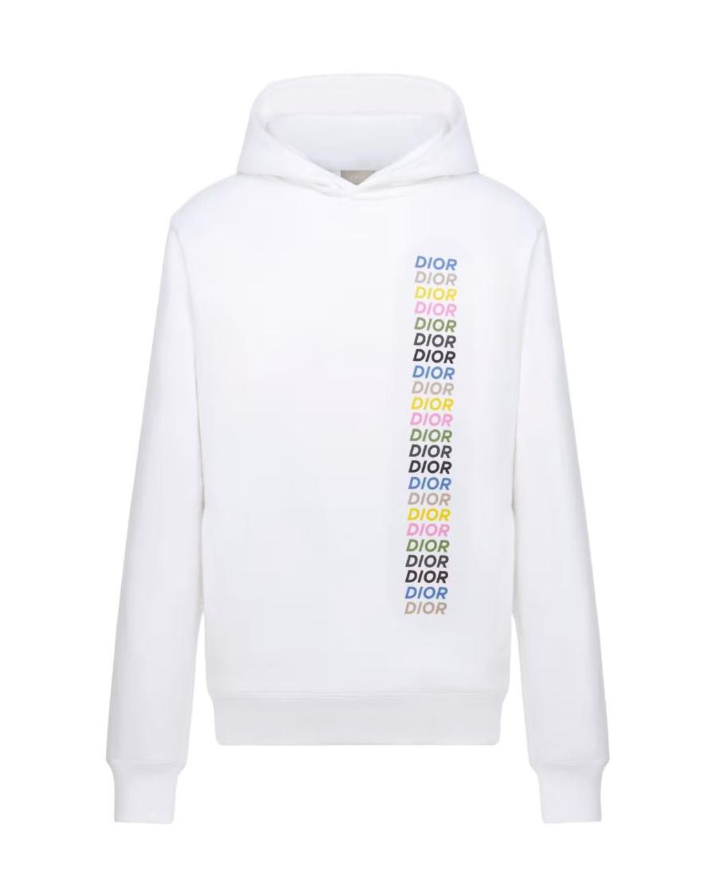 Dior White Homme Logo Printed Long-Sleeved Hoodie for men