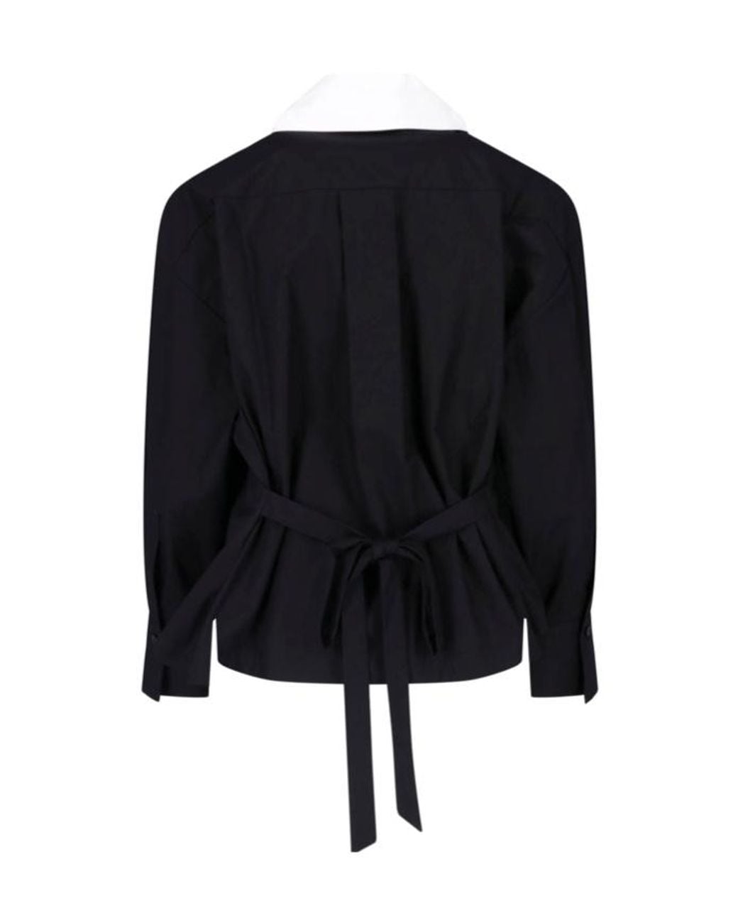 The Attico Black The Contrast Collar Wrap Shirt